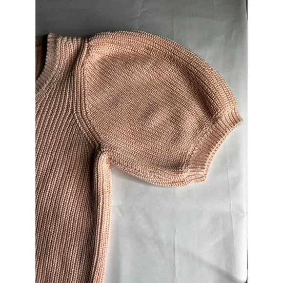 525 America V-Neck Puff Sleeve Knit Sweater Medium Womens Pink - Picture 8 of 17